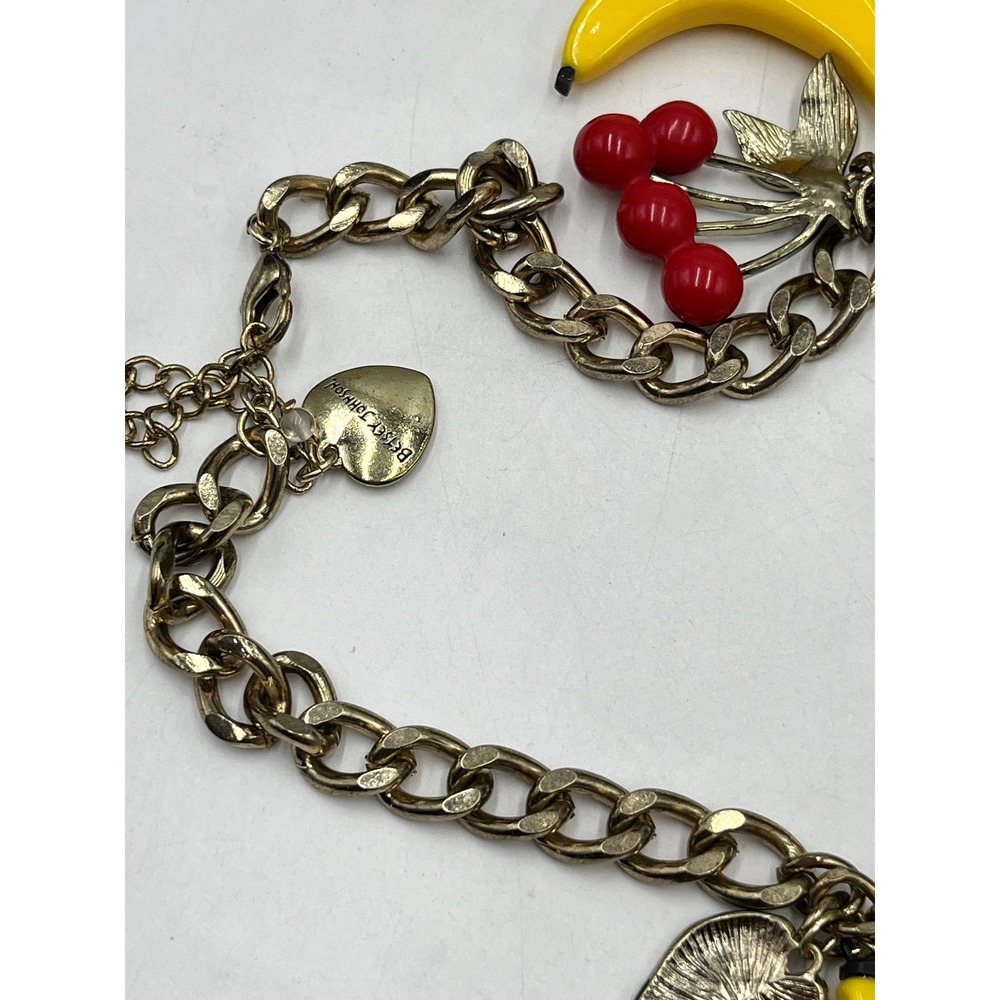 Betsey Johnson Mix Fruit Bird Leaves Parrot Rio Tuscan Sam Charm Dangle Necklace - Picture 7 of 14